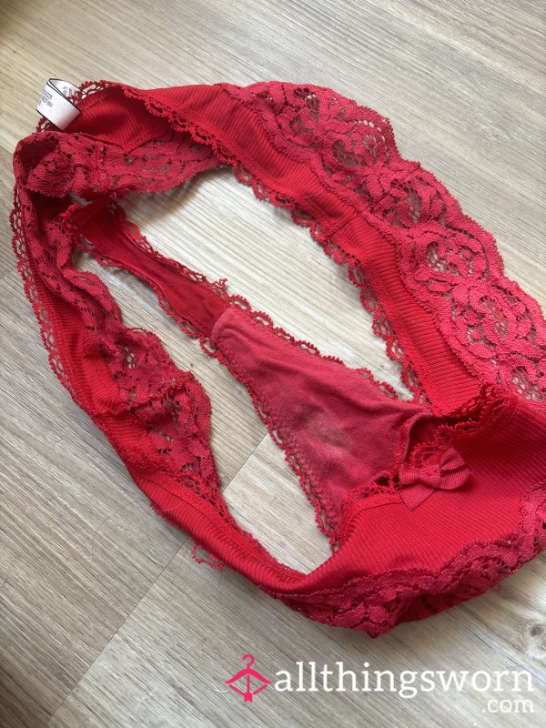 Loved And Marked Red Lace Thong