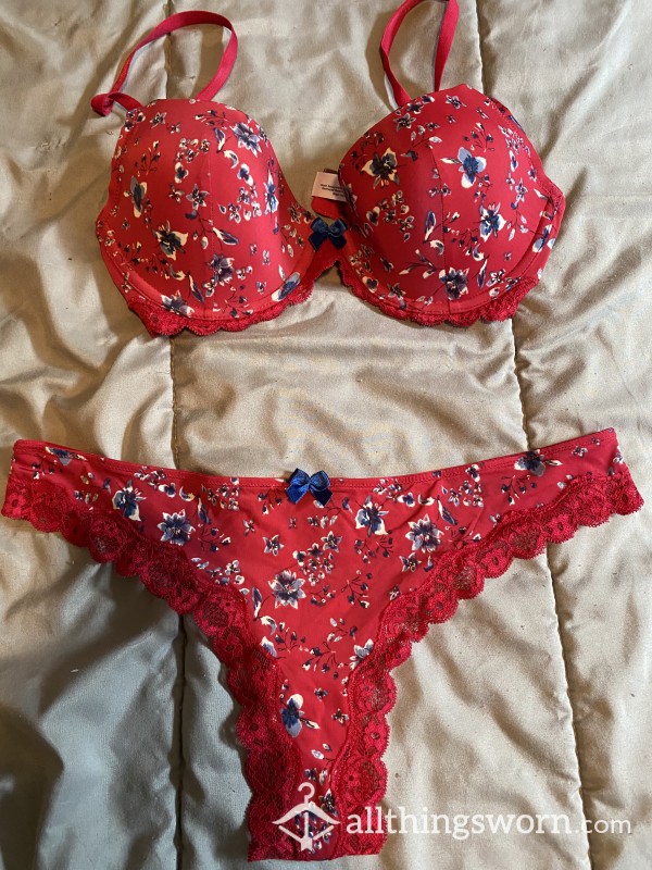 Magenta Flower Lingerie Set