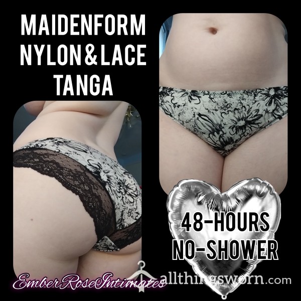 Maidenform Black & White Flor*l Nylon Tanga