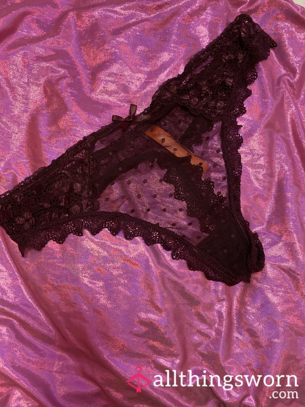 Maroon Lace Thong