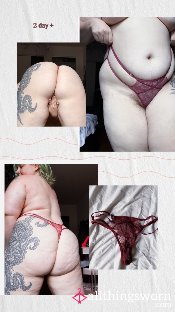 Maroon Strap Lace Thong