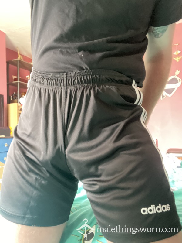 Mens Black Adidas Polyester Shorts