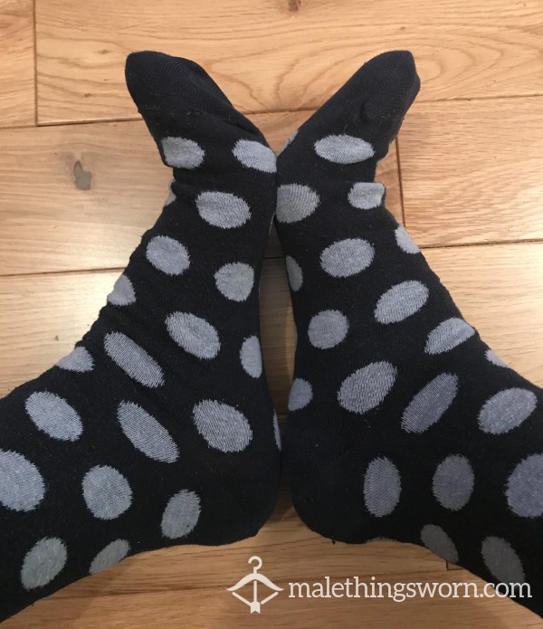 Men's Calvin Klein Polka Dot Patterned Navy Dress Socks, You Want To Sniff?