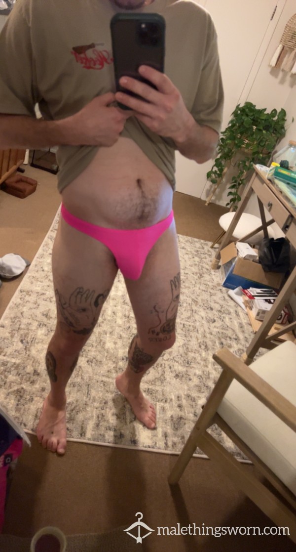 Men’s Pink Thong Worn