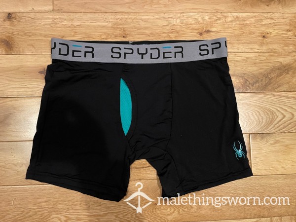 Men's Spyder Performance Black Microfibre Mesh Boxer Briefs With Contrast Fly (M)