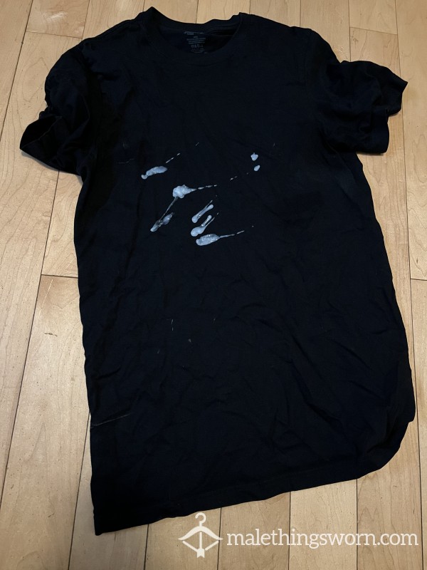 Mens Worn Black T Shirt With C*m