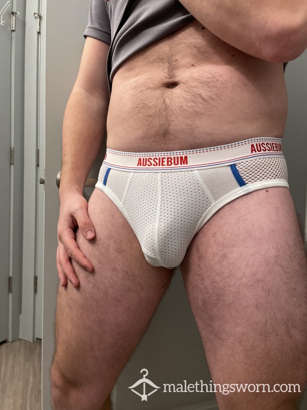 Mesh White Aussieb*m Briefs