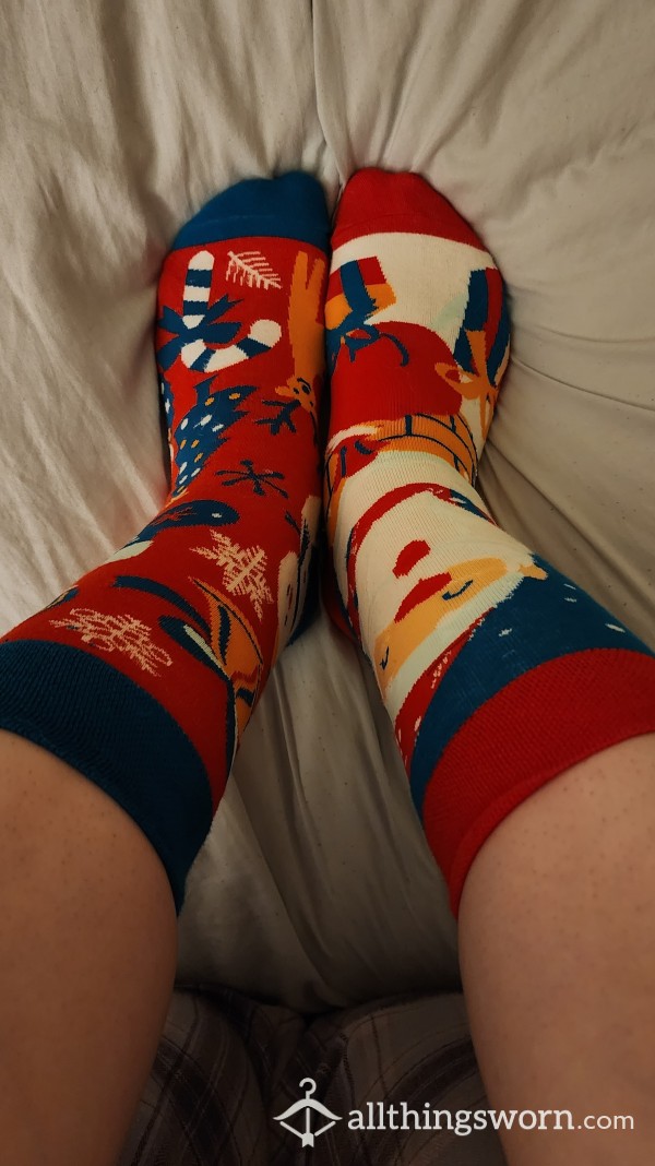 MISMATCHED XMAS SOCKS - Worn However Long You Want!