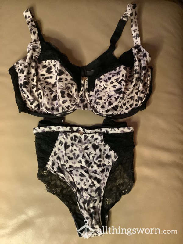 M&S Sexy Leopard Print Silky Lingerie Set