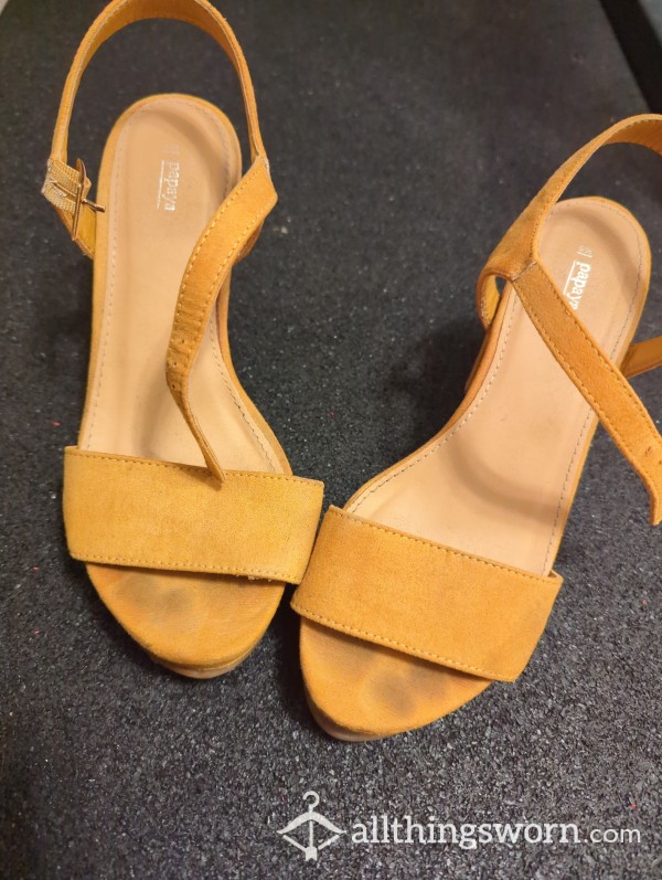 Mustard Coloured Heeled Sandals