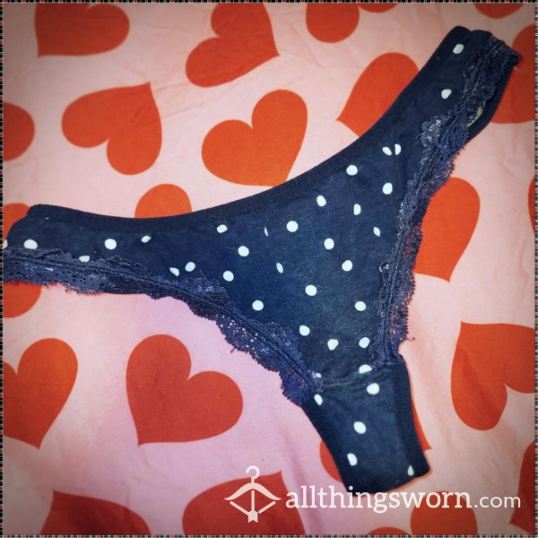 Navy Blue Polka Dot Cotton Thong 💙  $25