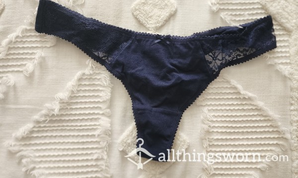 Navy & Lace Thong