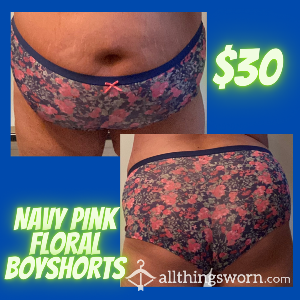 Navy Pink Flor*l Boyshorts