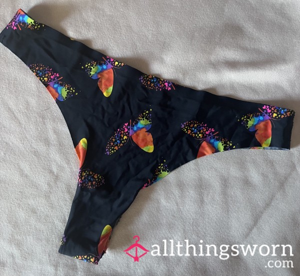 Neon Bu*terfly Print Seamless Thong