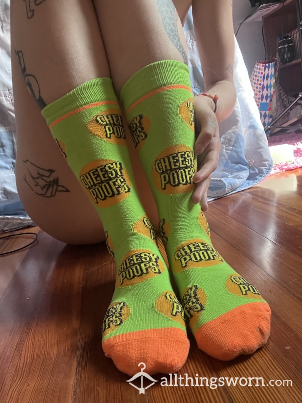 Neon Green/Orange South Park ‘Cheesy P**fs’ Mid-calf Socks