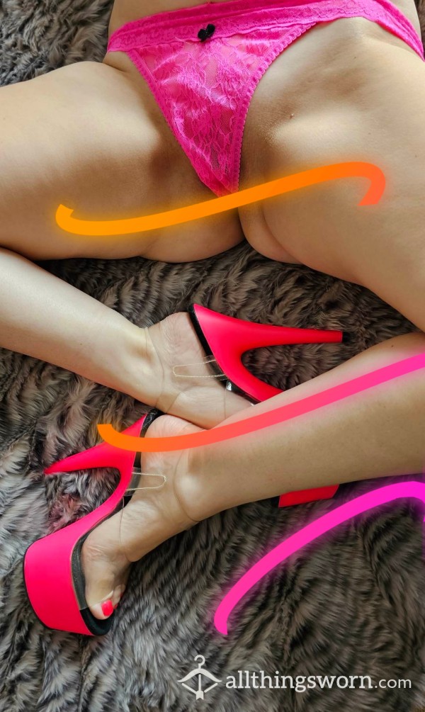 🥵💋Neon Pink Thong, Shaved Pu**y Pic Wearing These With Purchase,💋🥵💦