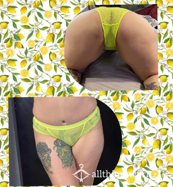 Neon Yellow, Lacey Panties. Worn 24 Hours