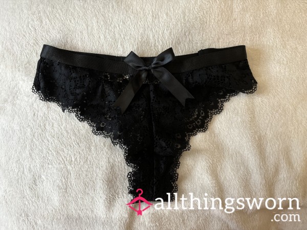 New Black Lace Silk Bow Panties ** ADD ON ONLY **