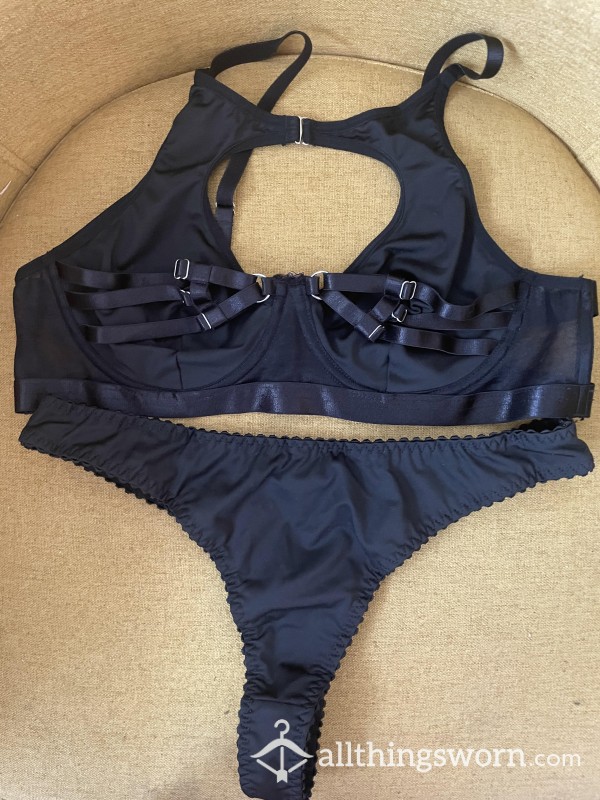 New Black Thong Lingerie Set Size M