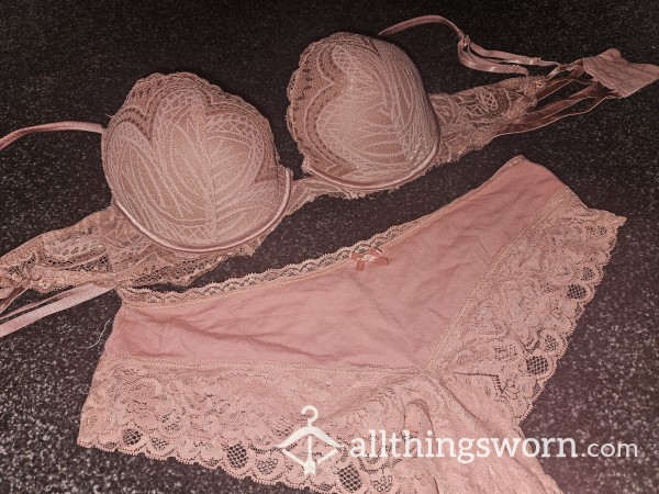 Nude Matching Bra & Full Back Brief Set