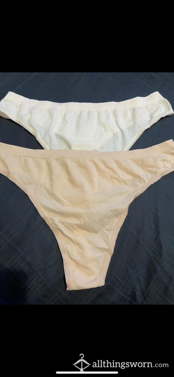 Nude & White Thongs