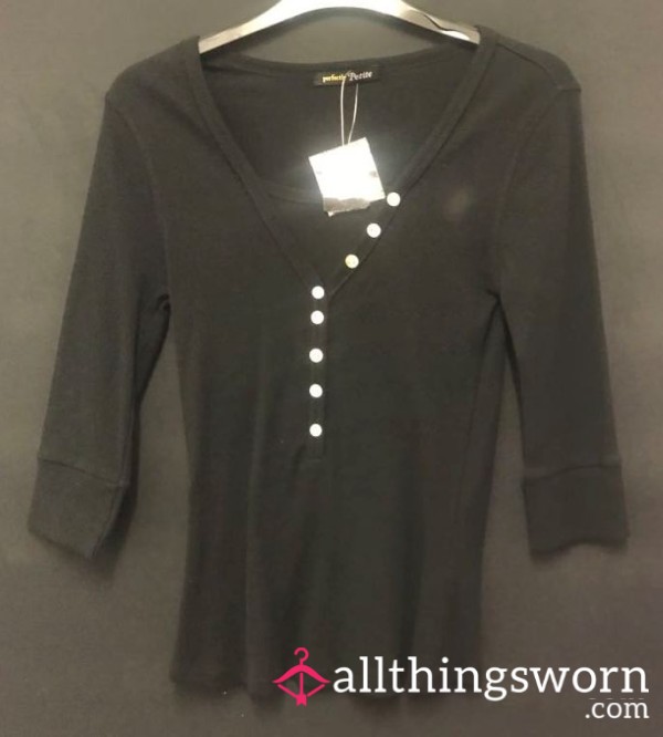 NWT, Black 3/4 Sleeved Top, Size 10