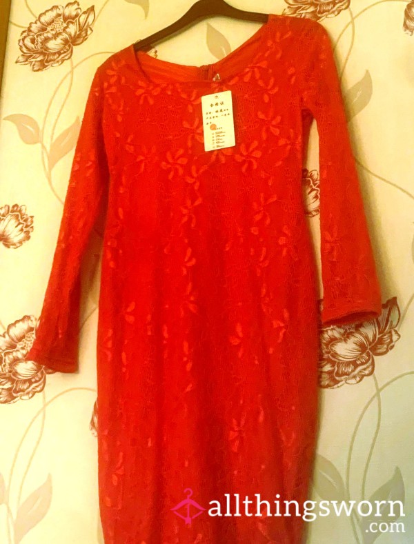 NWT, Red Lacey Dress, Size 8