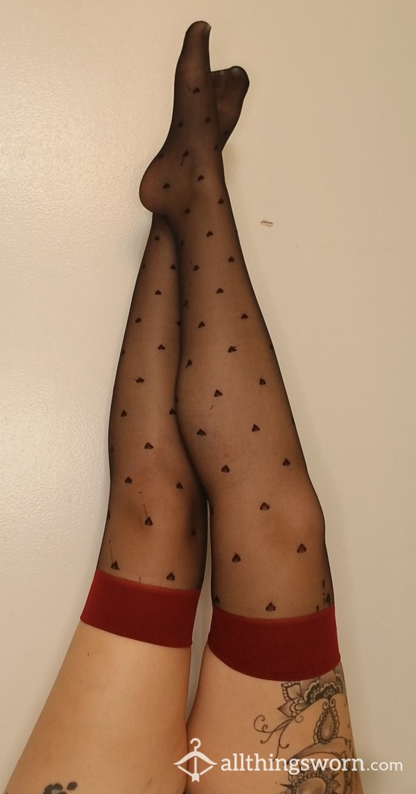 Nylon Heart Knee High Stockings