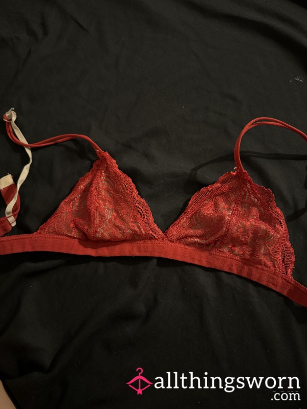 Old Well Worn Red Bralette