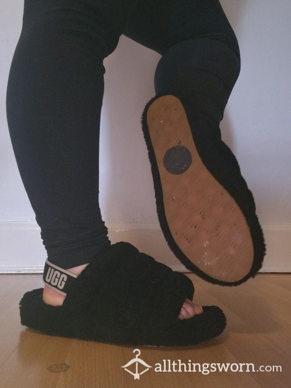 Open Toe Black Ugg Slippers