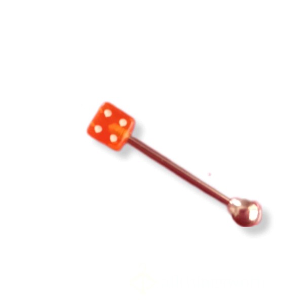 Orange Dice Tongue Piercing Worn