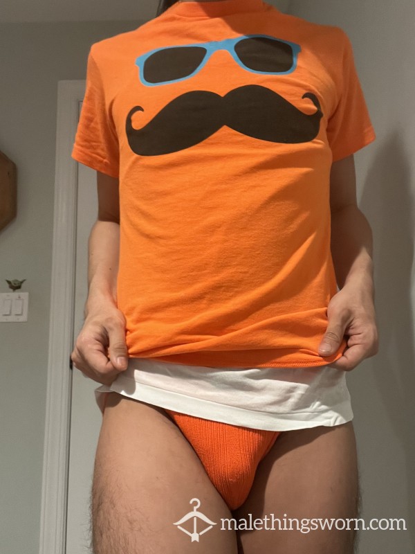 Orange Sungla**es Mustache 🥸 Used T Shirt Size Small