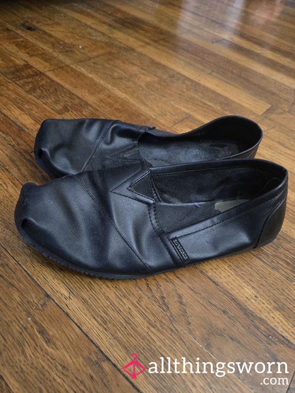 Overly Worn Black Bobs Flats Size 10