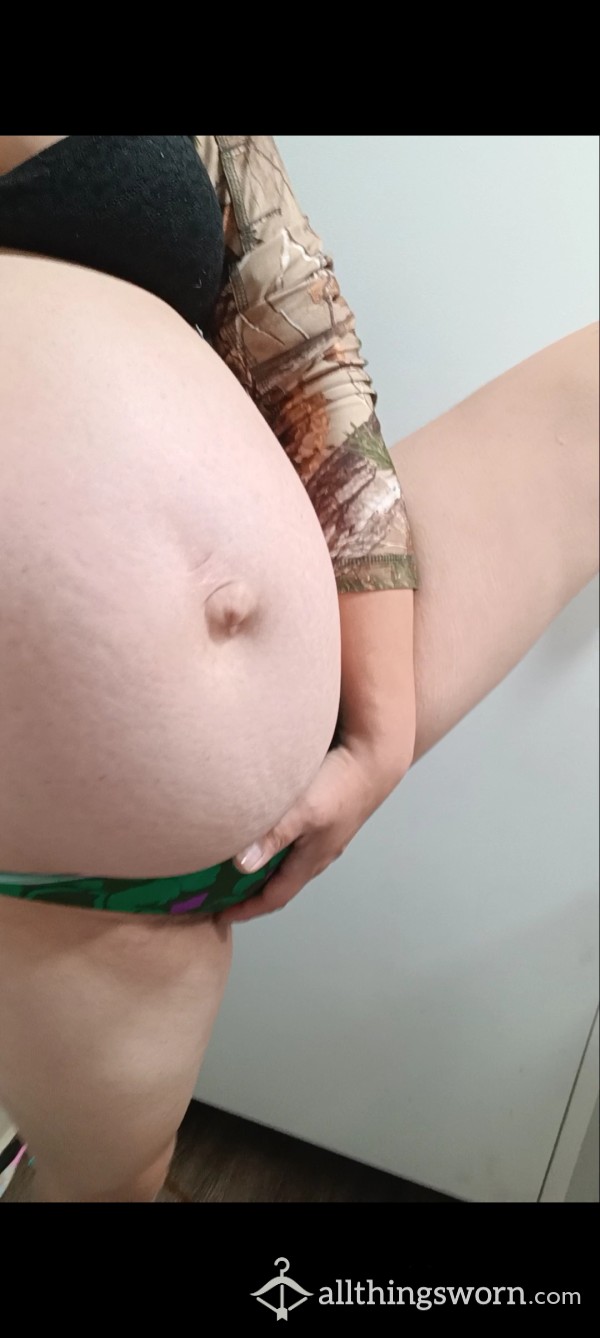 Panties- C*m Filled Hard To Reach 😻 With Full Pregnant Belly