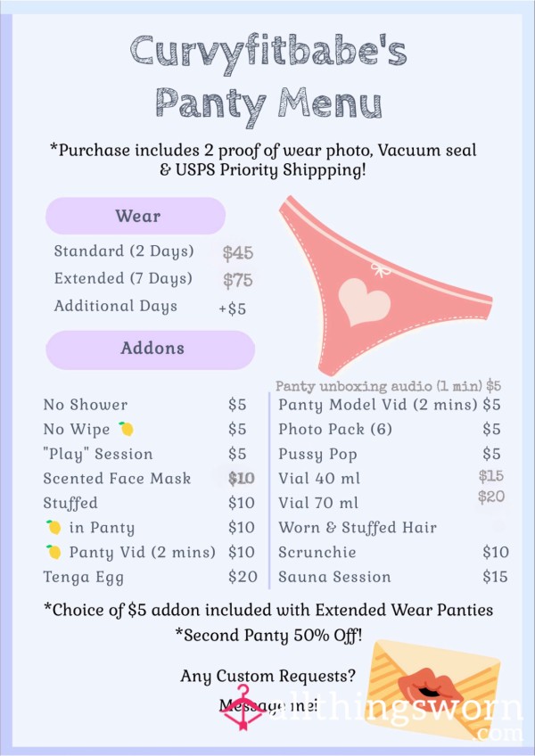 Panty Menu