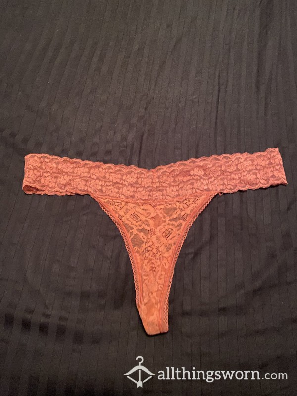 Peach Lace Thong