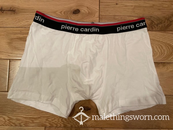 Pierre Cardin Tight Fitting Cla**ic White Boxer Trunks (S)-  Ready To Be Customised For You