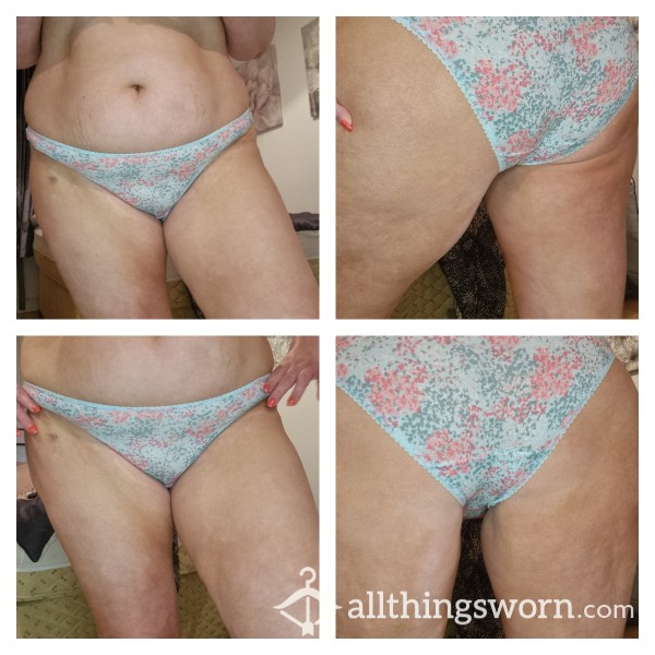 Pink And Blue Flor*l Fullback Back Bikini Panties