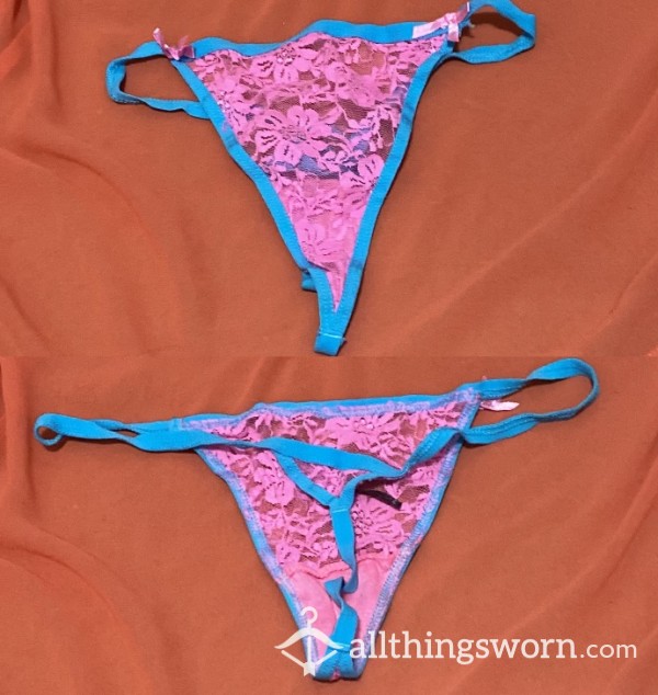 Pink And Blue Thong - Medium