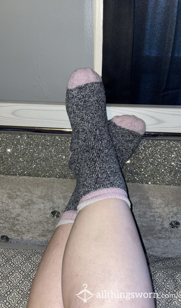 Pink And Gray Cabin Socks