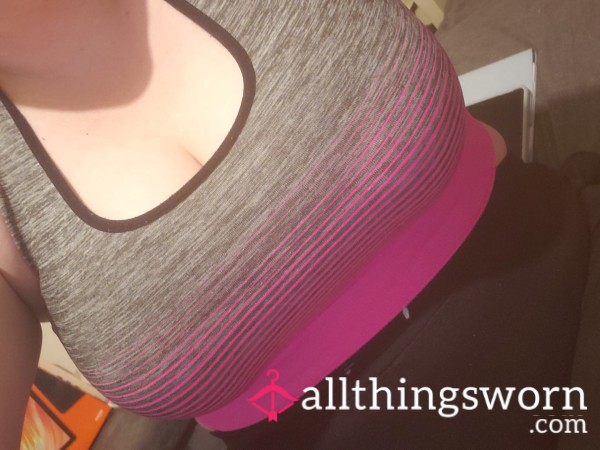 Pink And Grey Sports Bra