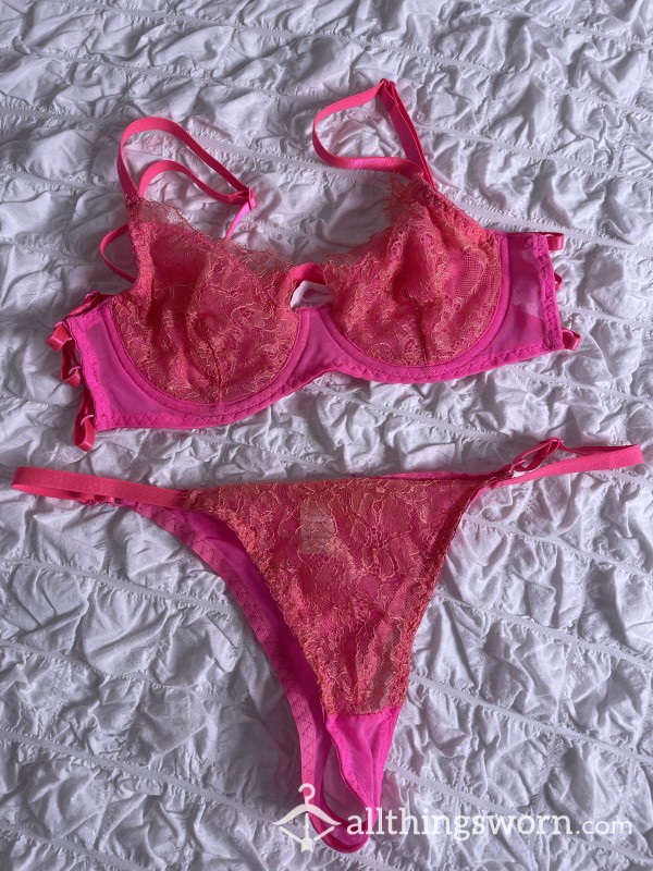 Pink & Cor*l Lingerie Set