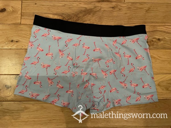 Pink Flamingos Print Blue Boxer Briefs Trunks (XL) Ready To Be Customised For You!