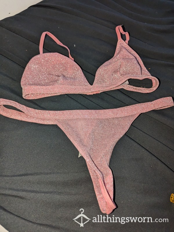 Pink Glitter Lingerie Set