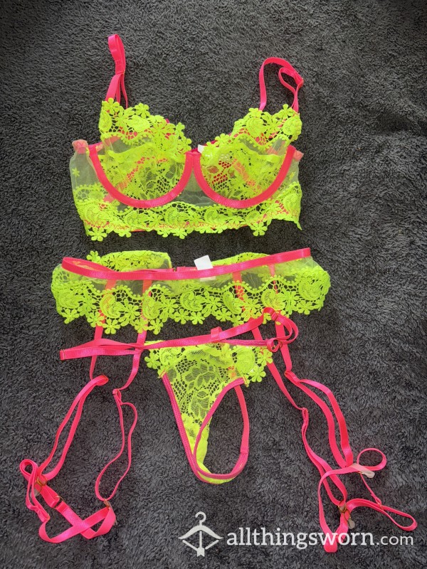 Pink & Green Lingerie Set