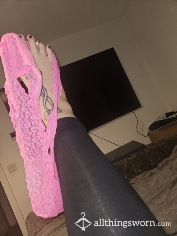 Pink Lacey Thong