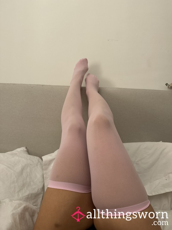 USED Pink Sheer Stockings