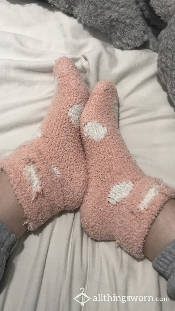 Pink Spotty Fluffy Socks💕