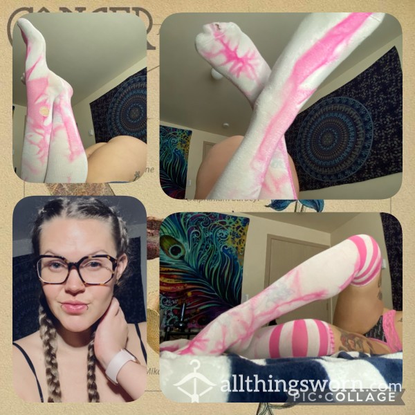 Pink Tie-Dye Knee Highs