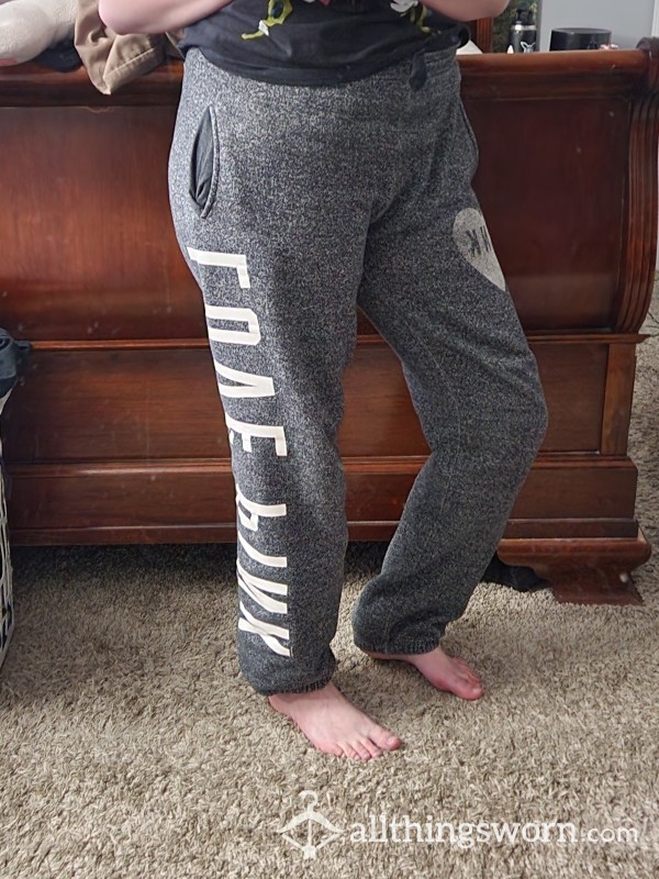 Pink Victorias Secret Medium Grey And White Sweat Pants